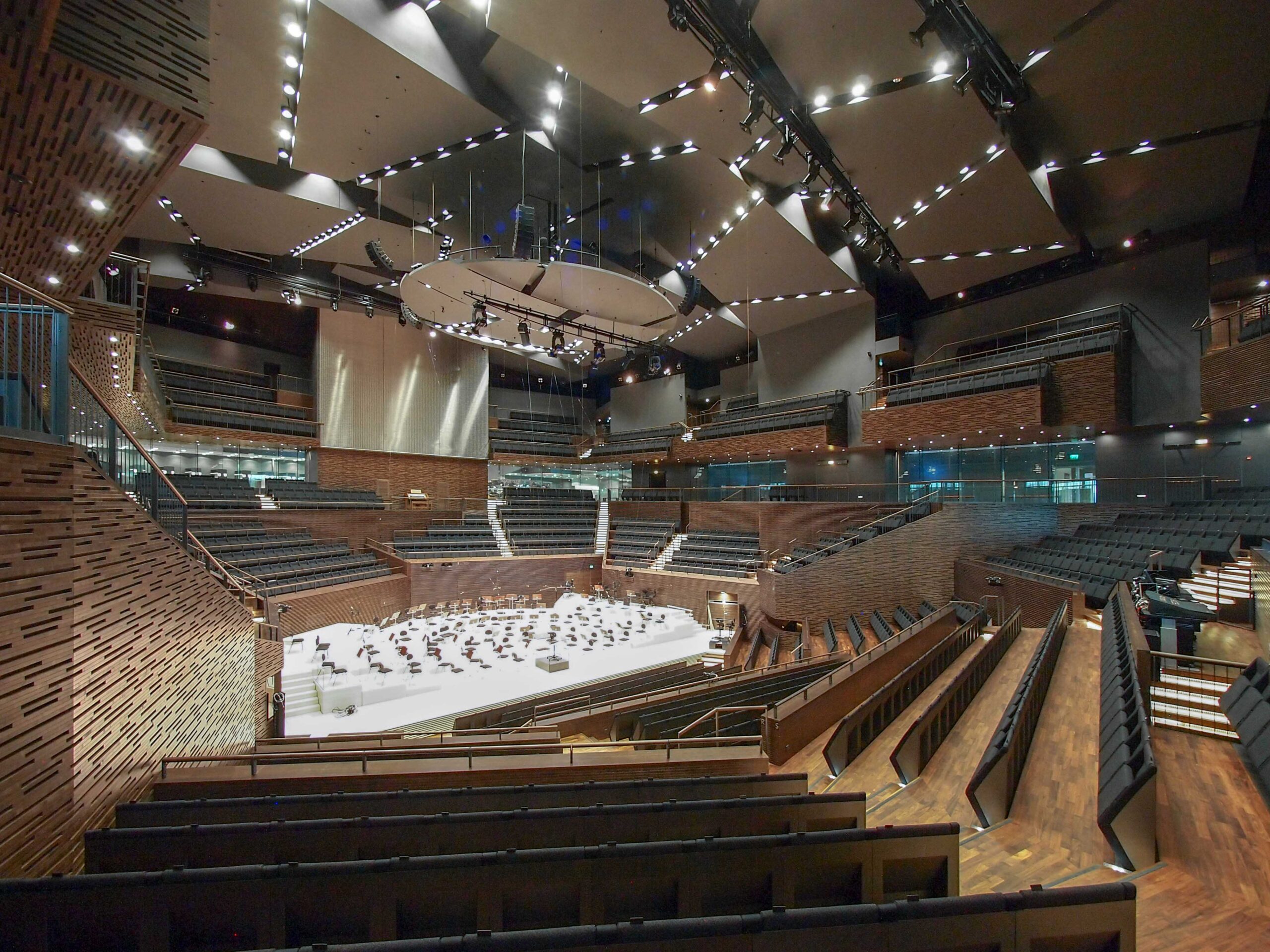 View from side of central seating tier