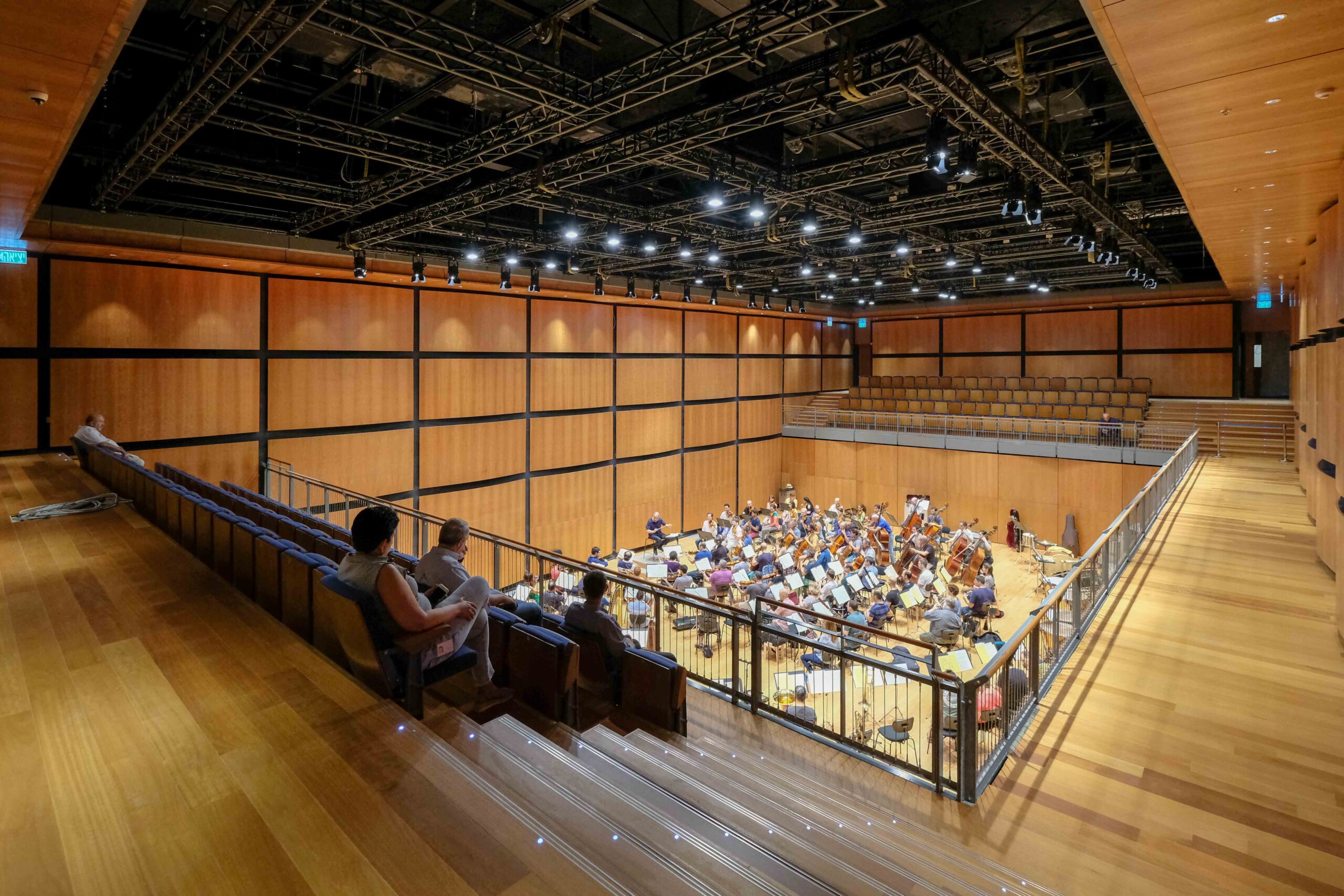 Orchestra rehearsing in Zucker Hall